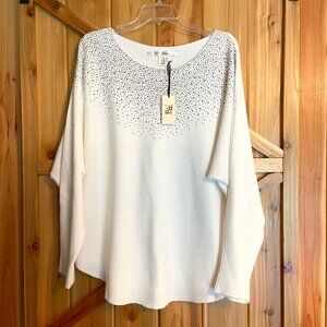 Max Studio Womens Winter White with Sparkle Sweater Sz 1X NWT